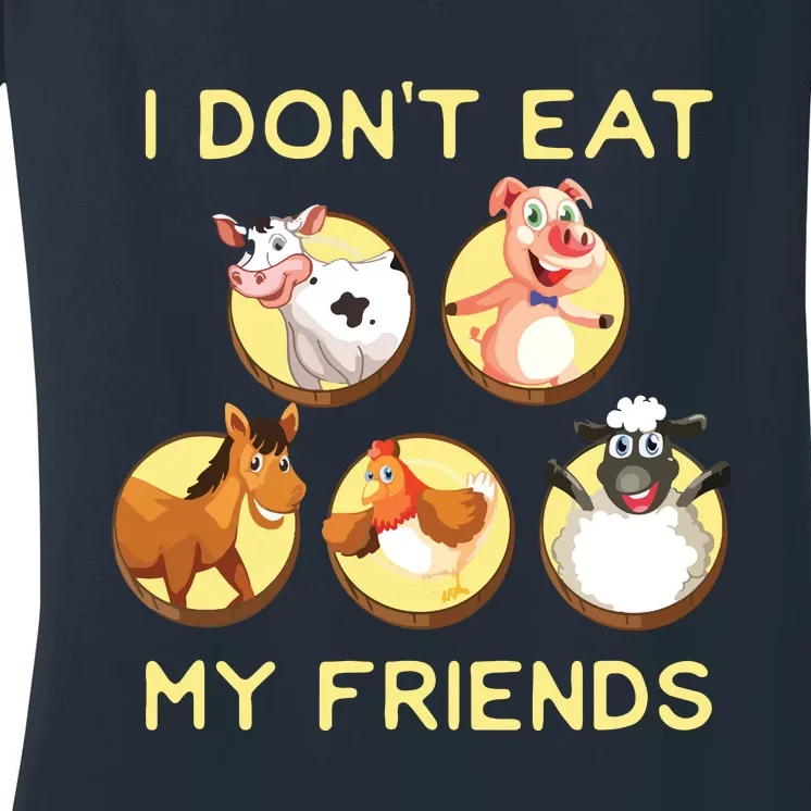 Funny I Dont Eat My Friends Vegan Vegetarian Women's V-Neck T-Shirt