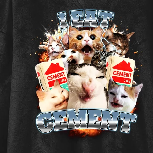 Funny I Eat Cement Cat Meme Hooded Wearable Blanket