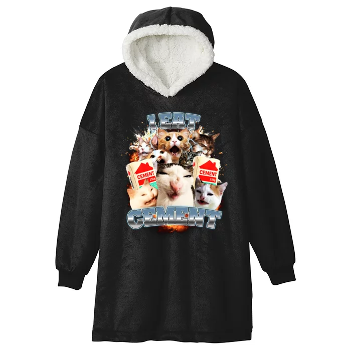 Funny I Eat Cement Cat Meme Hooded Wearable Blanket