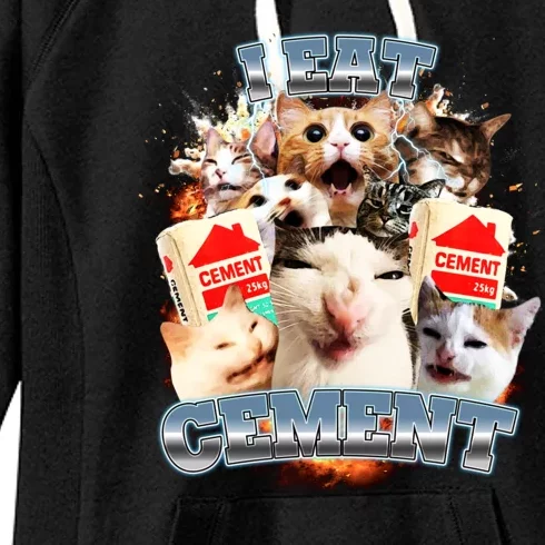 Funny I Eat Cement Cat Meme Women's Fleece Hoodie