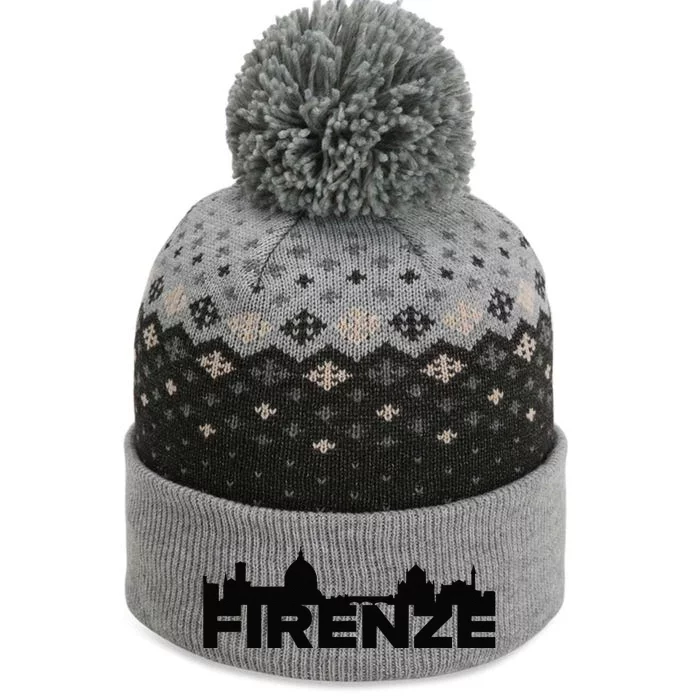 Firenze Italy Europe City Skyline Silhouette Outline Sketch The Baniff Cuffed Pom Beanie