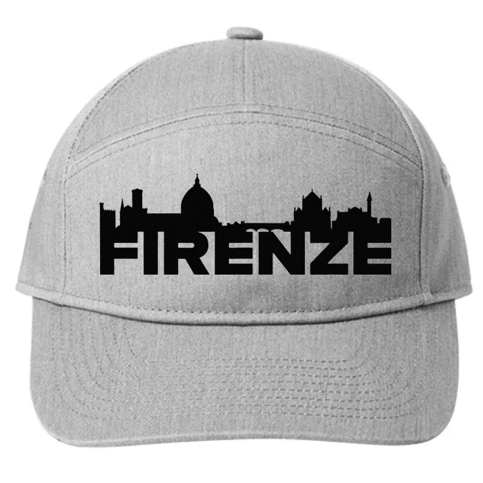 Firenze Italy Europe City Skyline Silhouette Outline Sketch 7-Panel Snapback Hat