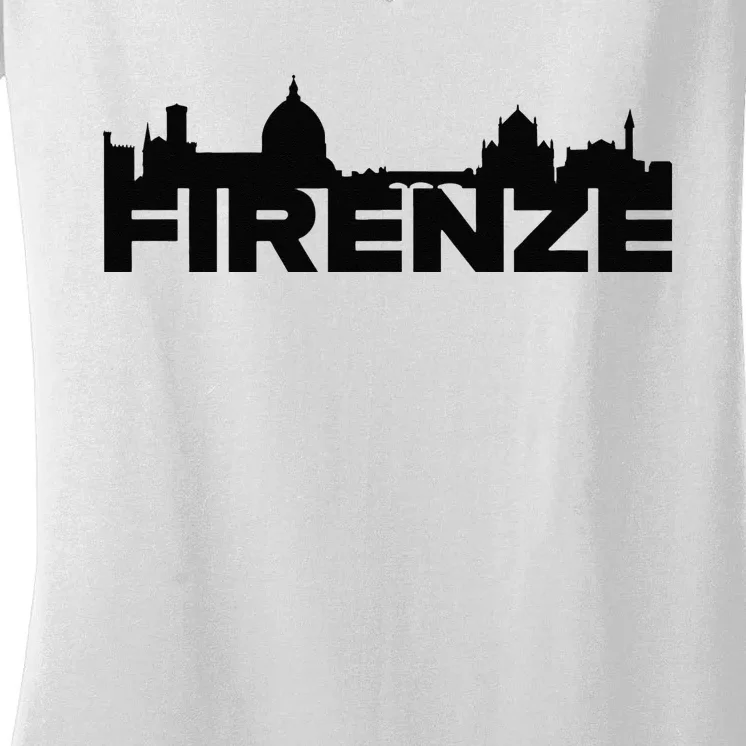 Firenze Italy Europe City Skyline Silhouette Outline Sketch Women's V-Neck T-Shirt