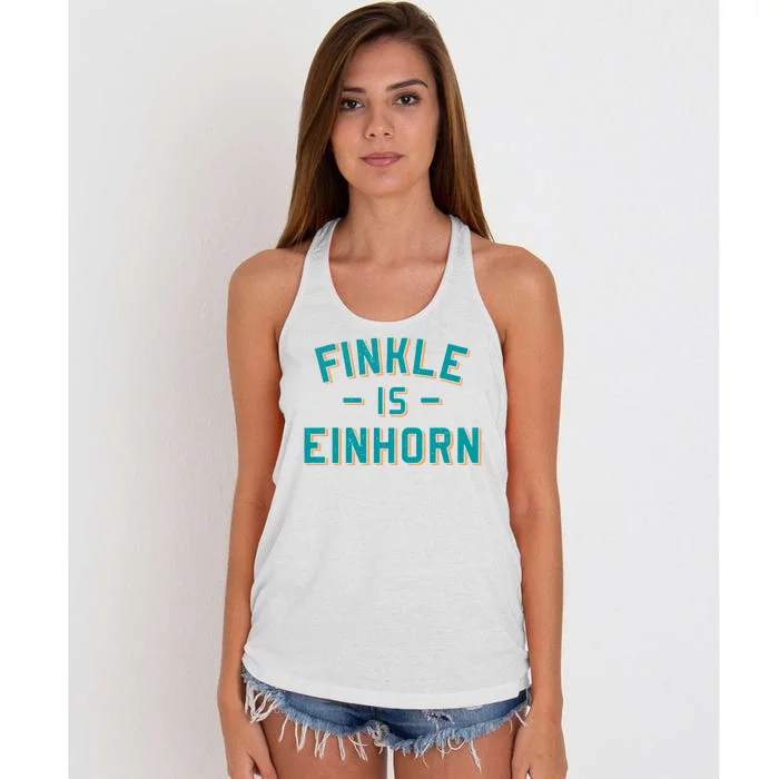 Finkle Is Einhorn Funny Women's Knotted Racerback Tank