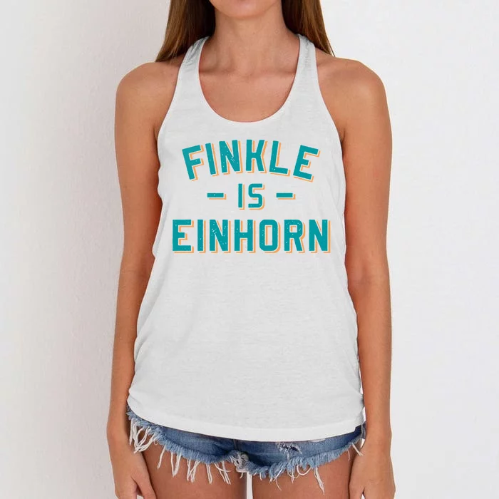 Finkle Is Einhorn Funny Women's Knotted Racerback Tank