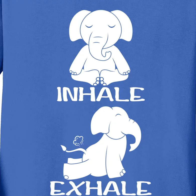 Funny Inhale Exhale Yoga Elephant Lover Save Elephant Gift Kids Long Sleeve Shirt