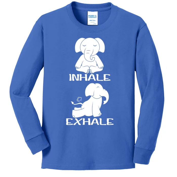 Funny Inhale Exhale Yoga Elephant Lover Save Elephant Gift Kids Long Sleeve Shirt