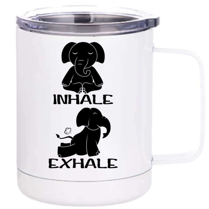 Funny Inhale Exhale Yoga Elephant Lover Save Elephant Gift Front & Back 12oz Stainless Steel Tumbler Cup