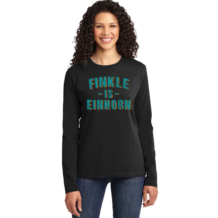 Finkle Is Einhorn Simple Text Vintage Retro Ladies Long Sleeve Shirt