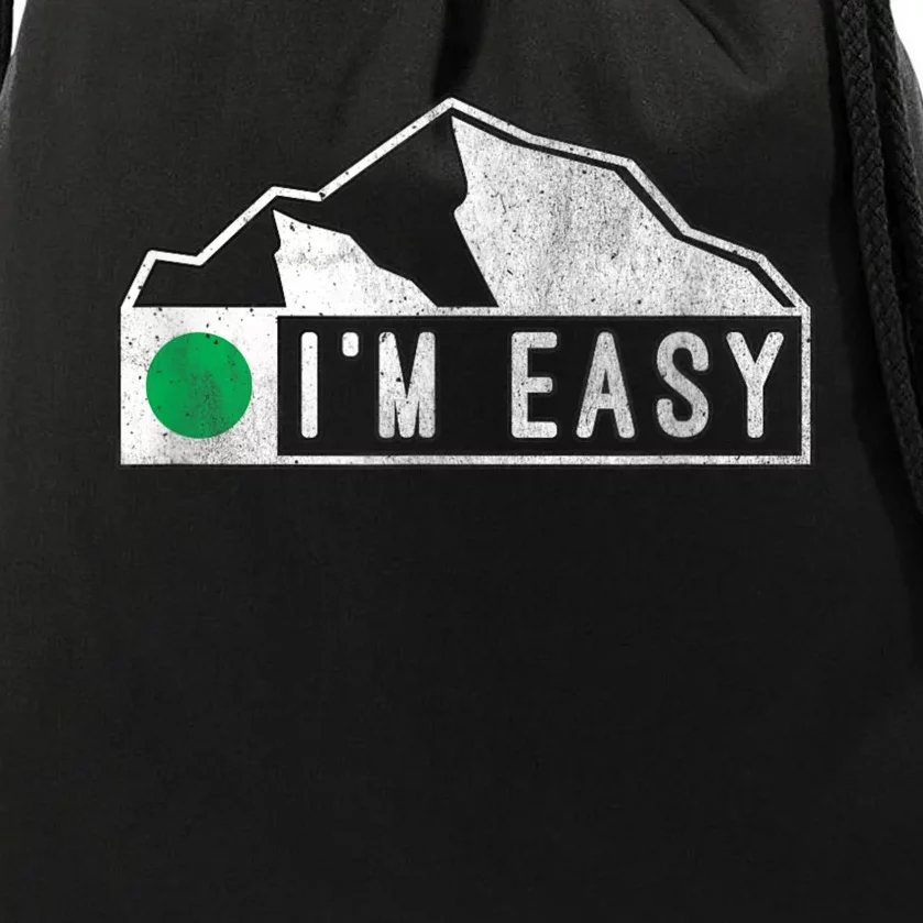 Funny I'm Easy Ski Snowboard Green Marker Mountain Sign Drawstring Bag