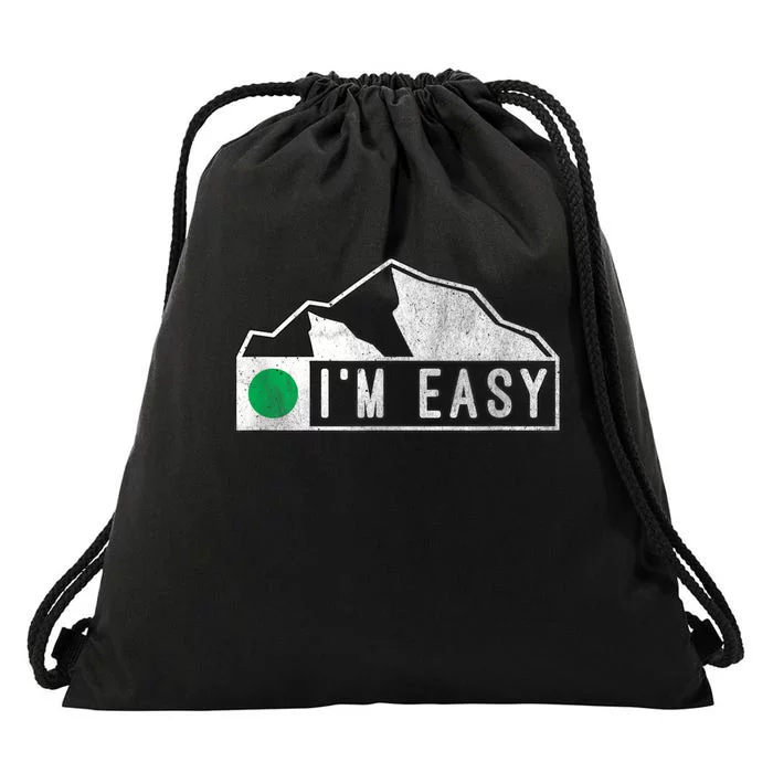 Funny I'm Easy Ski Snowboard Green Marker Mountain Sign Drawstring Bag