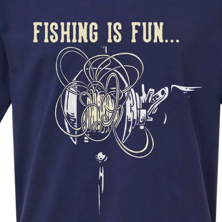 Fishing Is Fun BirdS Nest Sueded Cloud Jersey T-Shirt