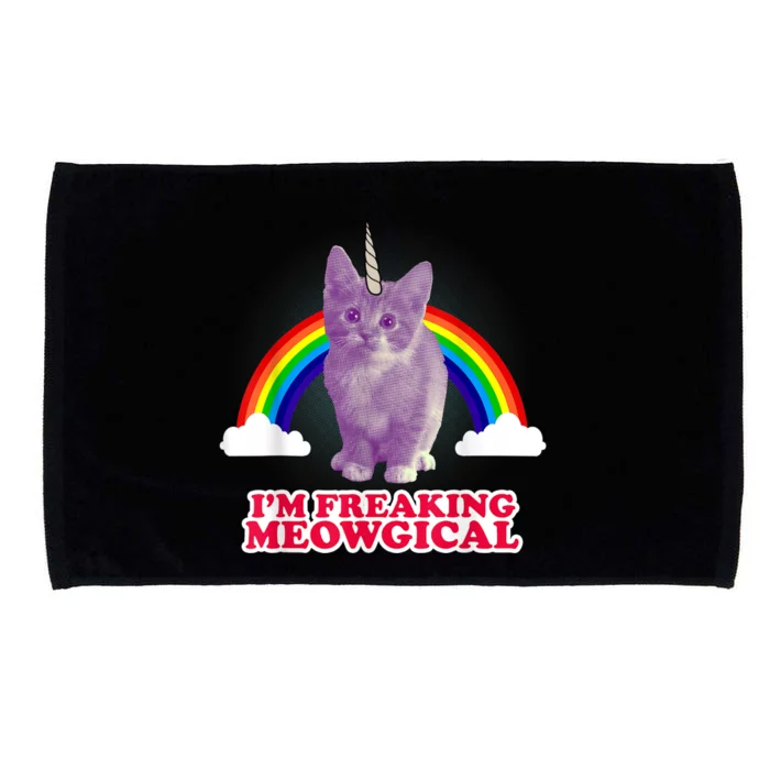 Funny IM Freaking Meowgical Cat Rainbow Unicorn Microfiber Hand Towel