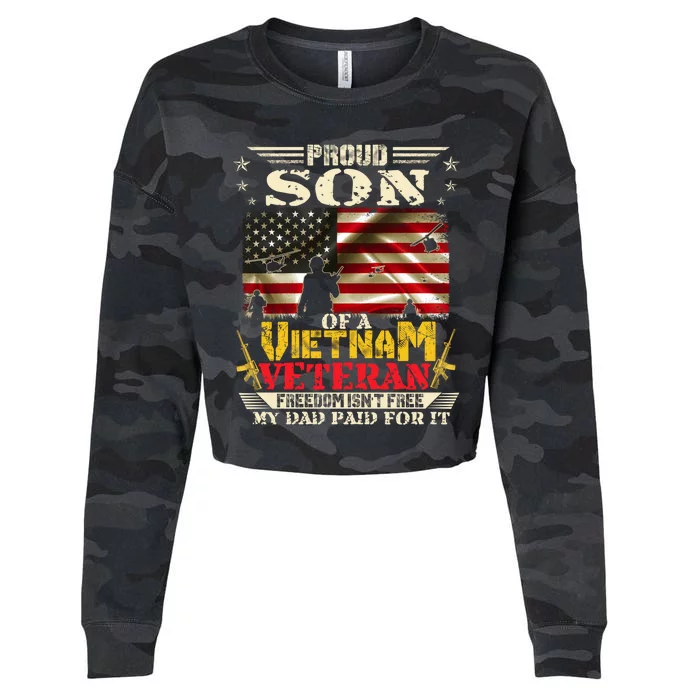 Freedom Isn't Freegreat Giftproud Son Of A Vietnam Veteran Dad Gift Cropped Pullover Crew