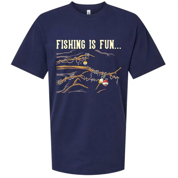 Fishing Is Fun... Bobbers Stuck In Tree Sueded Cloud Jersey T-Shirt