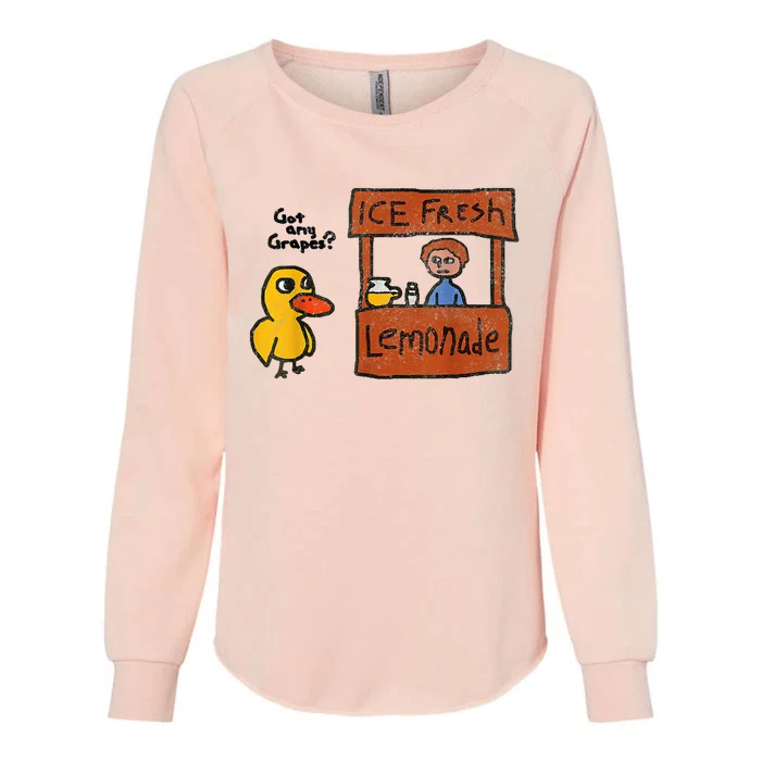 Funny Ice Fresh Lemonade Got Any Grapes? Duck Womens California Wash Sweatshirt