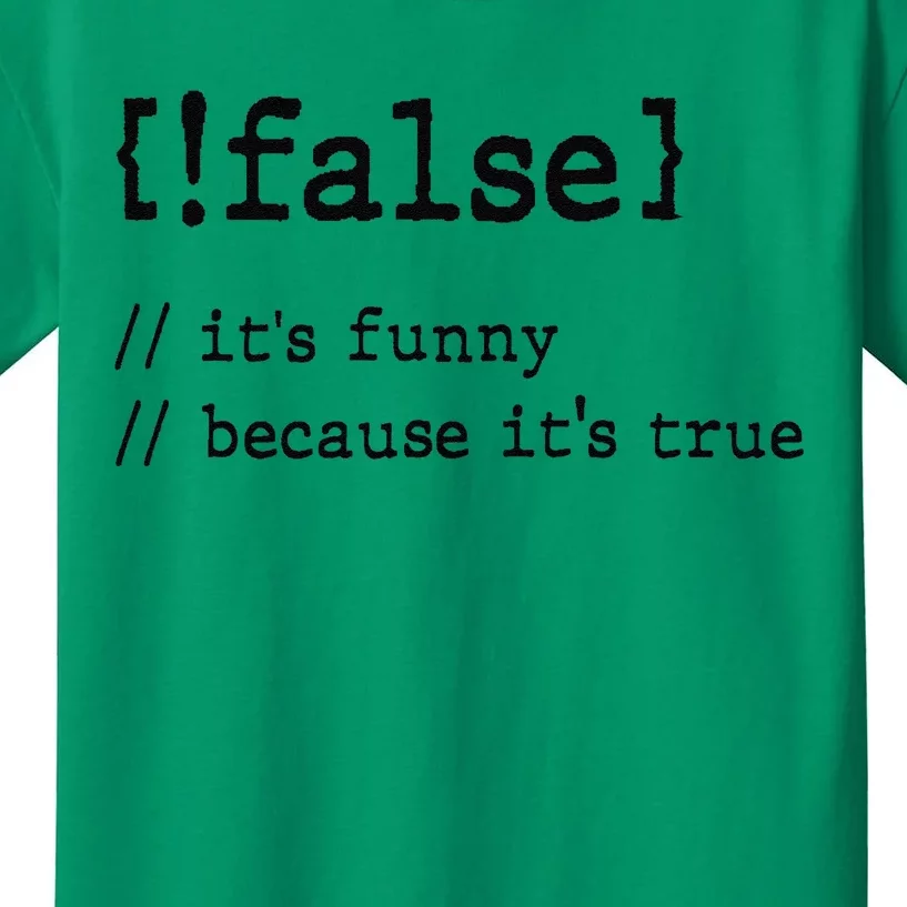 False ItS Funny Because ItS True Computer Programming Kids T-Shirt