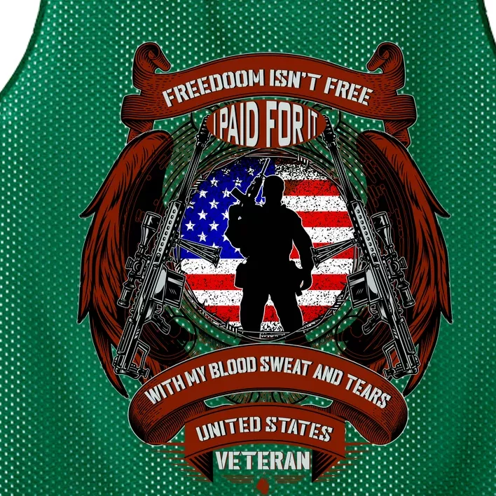 Freedom Isn't Free I Paid For It United States Veteran Mesh Reversible Basketball Jersey Tank