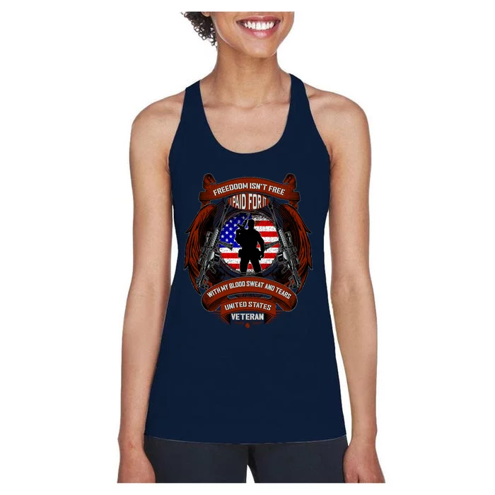 Freedom Isn't Free I Paid For It United States Veteran Women's Racerback Tank