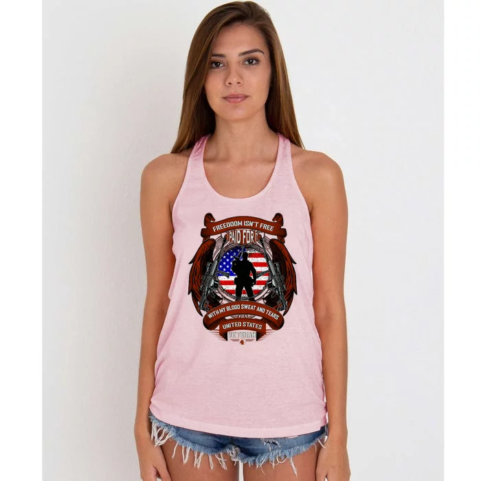 Freedom Isn't Free I Paid For It United States Veteran Women's Knotted Racerback Tank