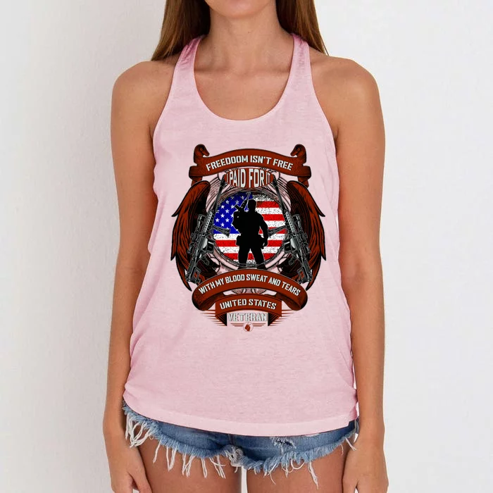 Freedom Isn't Free I Paid For It United States Veteran Women's Knotted Racerback Tank