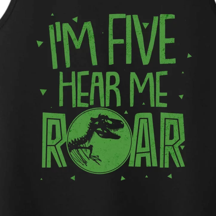 Funny I'm Five Hear Me Roar Birthday Performance Tank