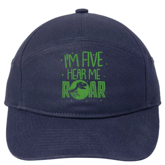 Funny I'm Five Hear Me Roar Birthday 7-Panel Snapback Hat