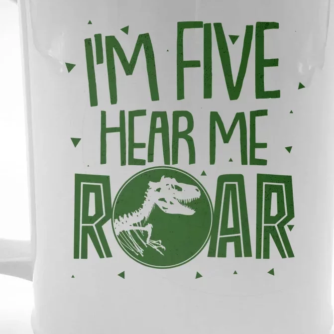 Funny I'm Five Hear Me Roar Birthday Front & Back Beer Stein