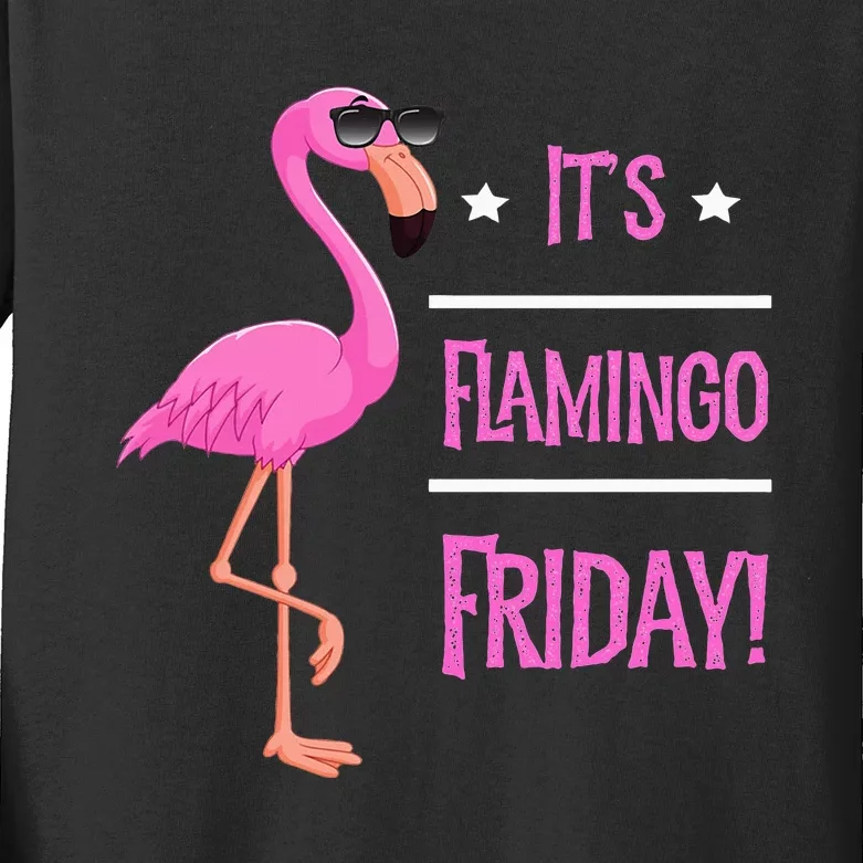 Flamingo It’S Flamingo Friday Birds Wearing Glasses Kids Long Sleeve Shirt