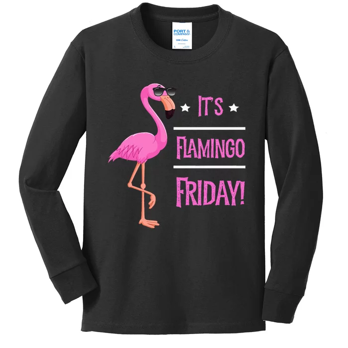 Flamingo It’S Flamingo Friday Birds Wearing Glasses Kids Long Sleeve Shirt