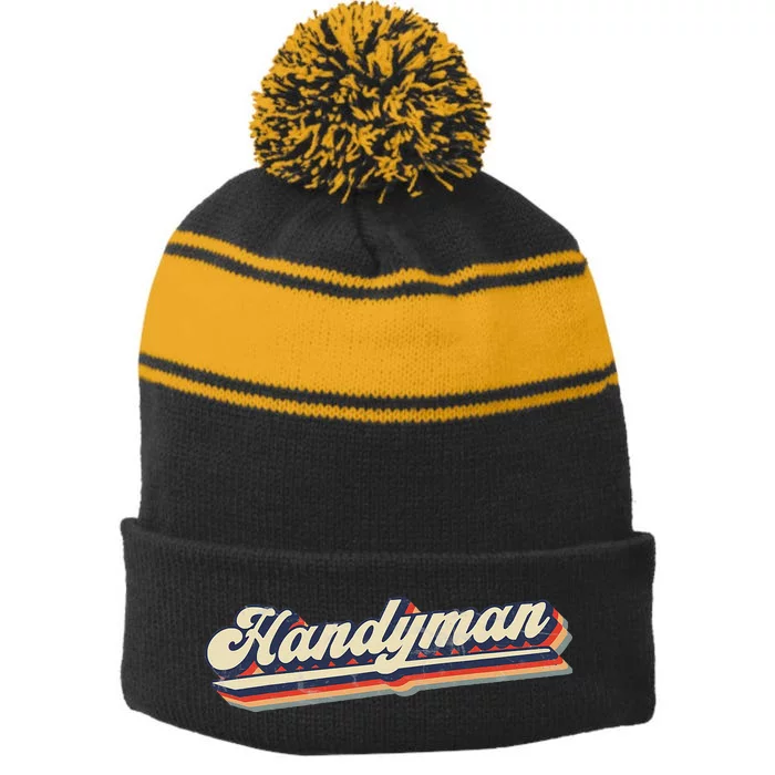 Funny I Fix Things & Handyman Stripe Pom Pom Beanie