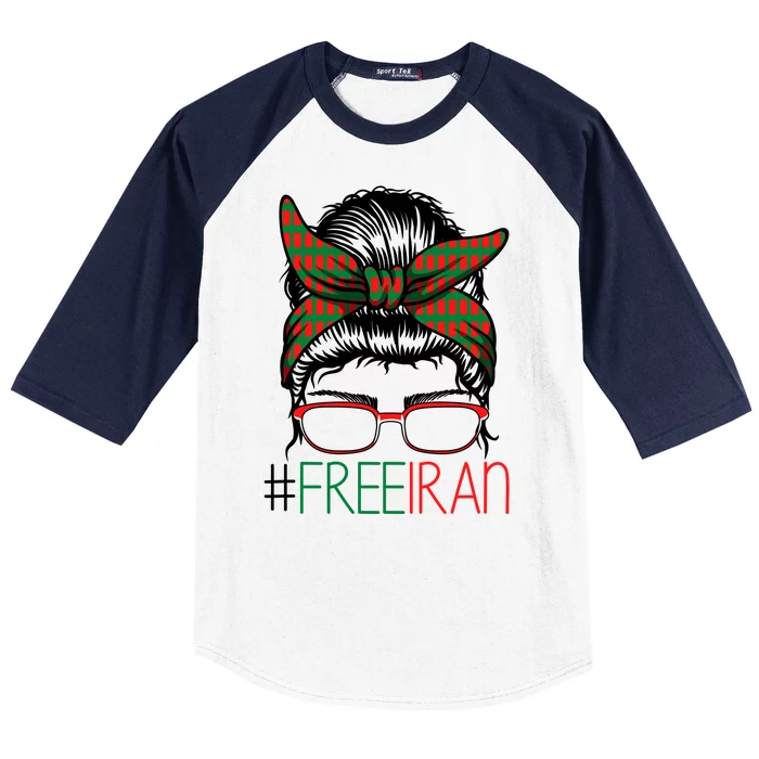 Free Iran Female Bun Women's Rights Baseball Sleeve Shirt