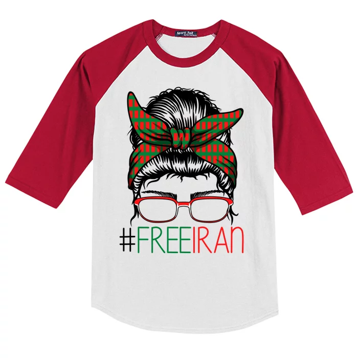 Free Iran Female Bun Women's Rights Kids Colorblock Raglan Jersey