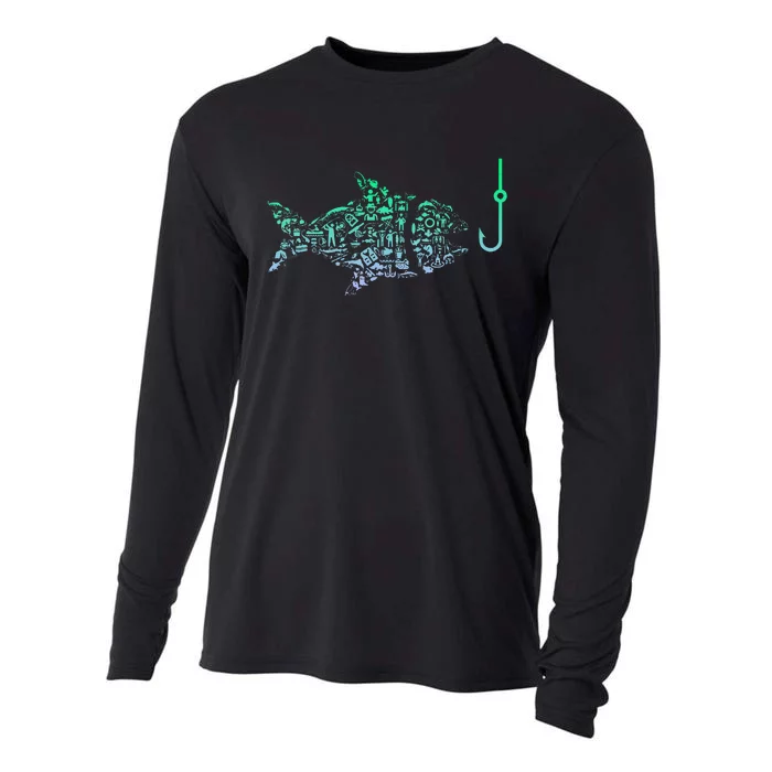 Fishing Icon For Fisherman Fish Hook Fishing Cooling Performance Long Sleeve Crew