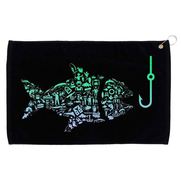 Fishing Icon For Fisherman Fish Hook Fishing Grommeted Golf Towel