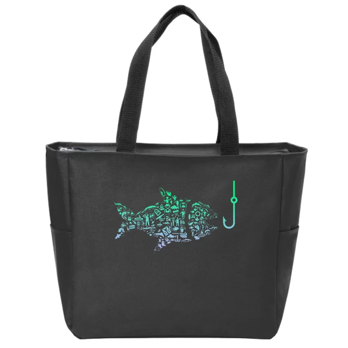 Fishing Icon For Fisherman Fish Hook Fishing Zip Tote Bag