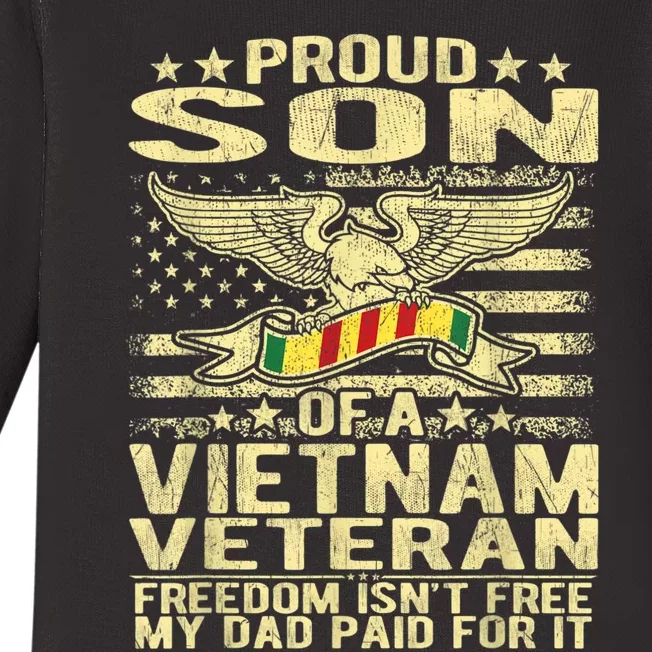 Freedom Isn't Free Proud Son Of A Vietnam Veteran Gift Baby Long Sleeve Bodysuit