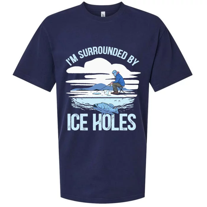 Funny Ice Fishing Gift For  Snow Holes Fisher Sueded Cloud Jersey T-Shirt