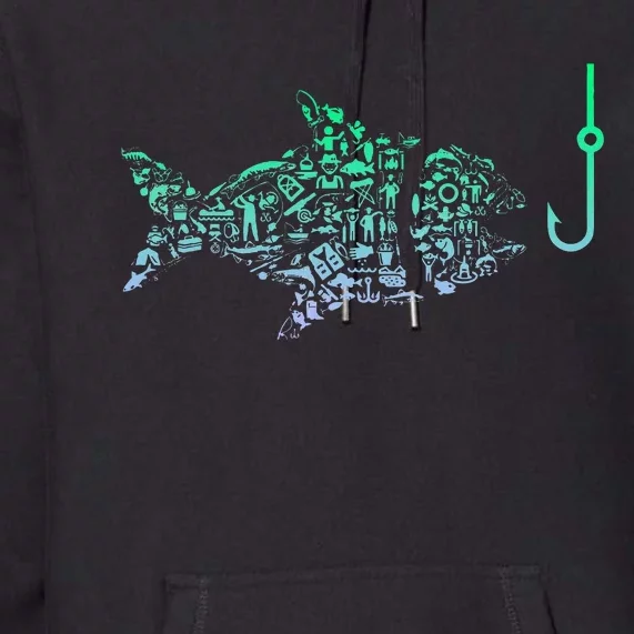 Fishing Icon For Fisherman Fish Hook Fishing Premium Hoodie