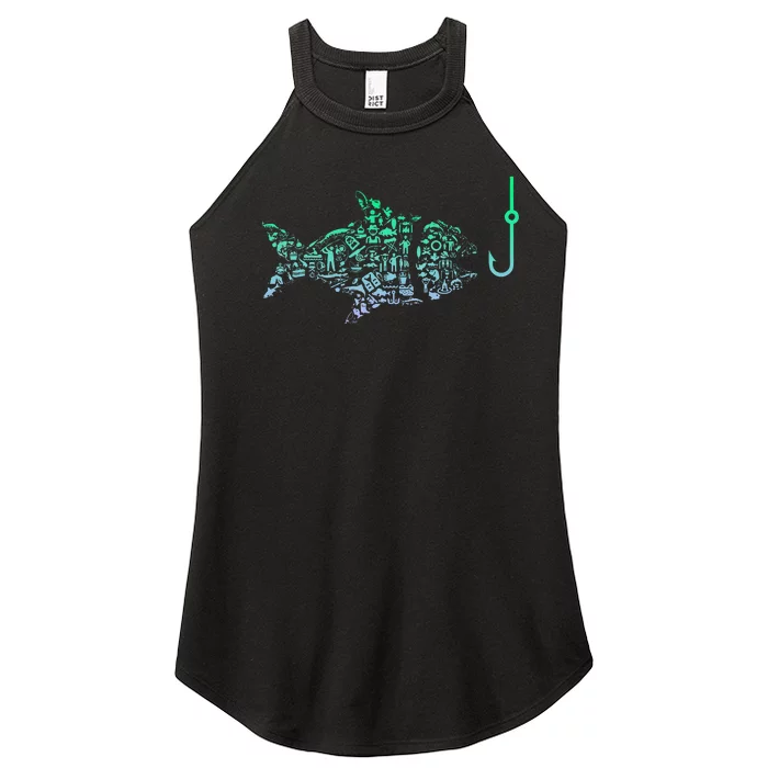 Fishing Icon For Fisherman Fish Hook Fishing Women’s Perfect Tri Rocker Tank