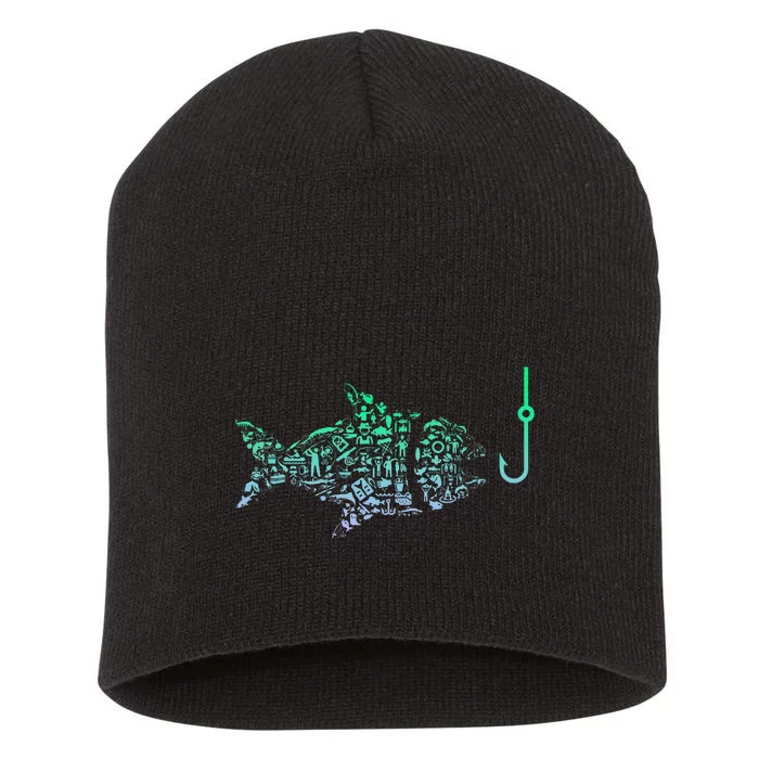 Fishing Icon For Fisherman Fish Hook Fishing Short Acrylic Beanie