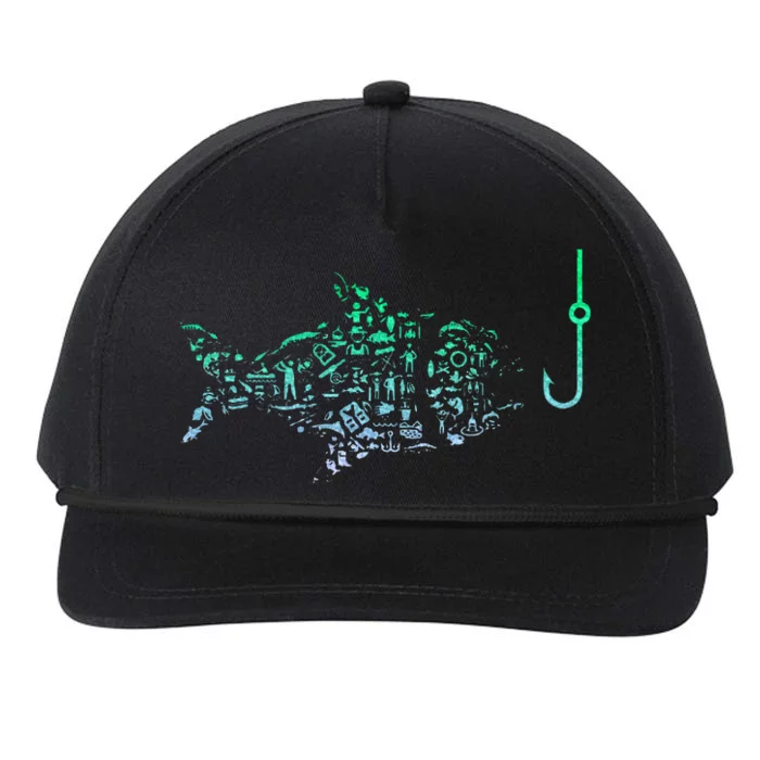 Fishing Icon For Fisherman Fish Hook Snapback Five-Panel Rope Hat