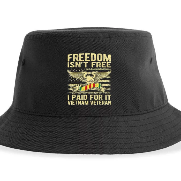 Freedom Isn't Free I Paid For It Proud Vietnam Veteran Gifts Sustainable Bucket Hat