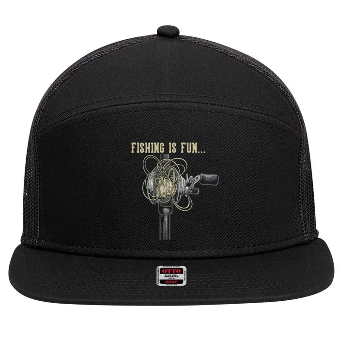 Fishing Is Fun BirdS Nest 7 Panel Mesh Trucker Snapback Hat