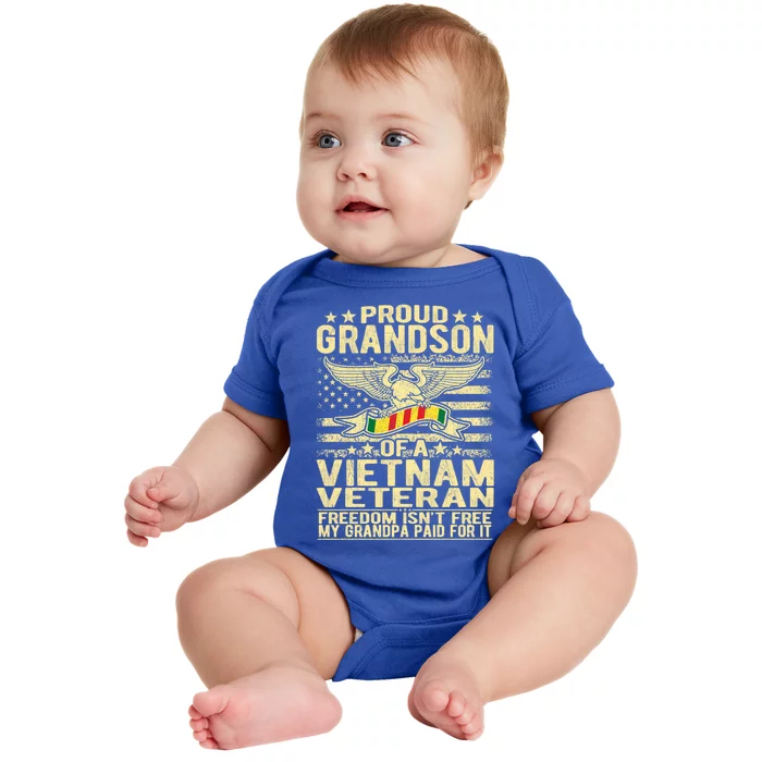 Freedom Isnt Free Proud Grandson Of A Vietnam Veteran Gift Baby Bodysuit