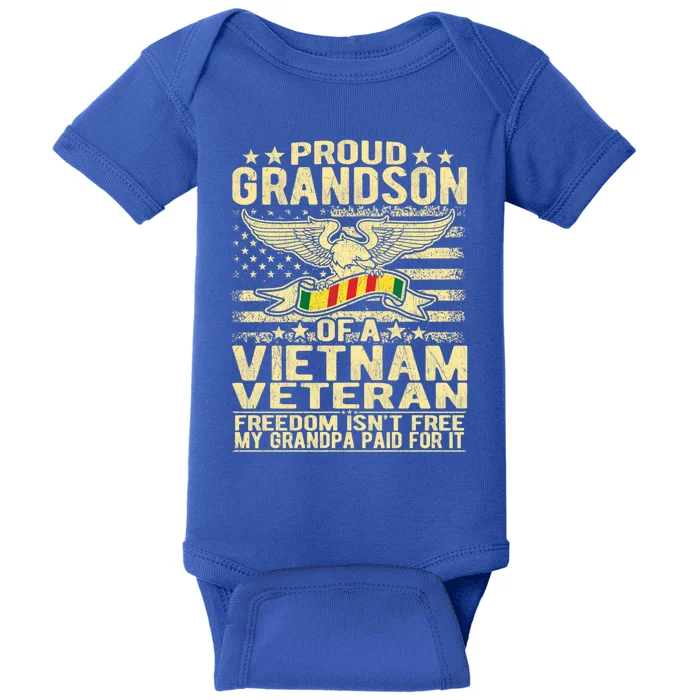 Freedom Isnt Free Proud Grandson Of A Vietnam Veteran Gift Baby Bodysuit