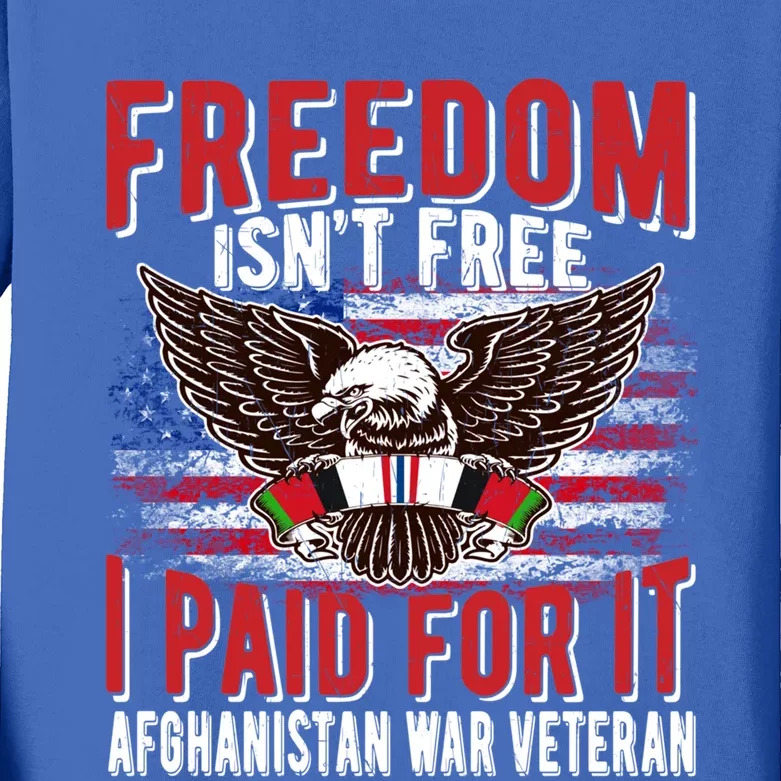 Freedom Isn't Free Proud Afghanistan War Veteran Ribbon Dad Gift Kids Long Sleeve Shirt