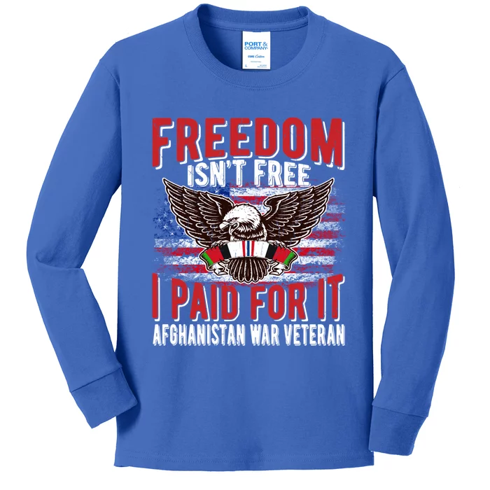 Freedom Isn't Free Proud Afghanistan War Veteran Ribbon Dad Gift Kids Long Sleeve Shirt