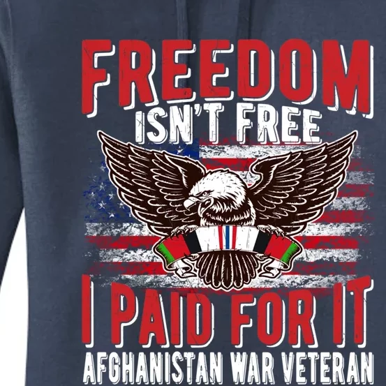 Freedom Isn't Free Proud Afghanistan War Veteran Ribbon Dad Gift Women's Pullover Hoodie