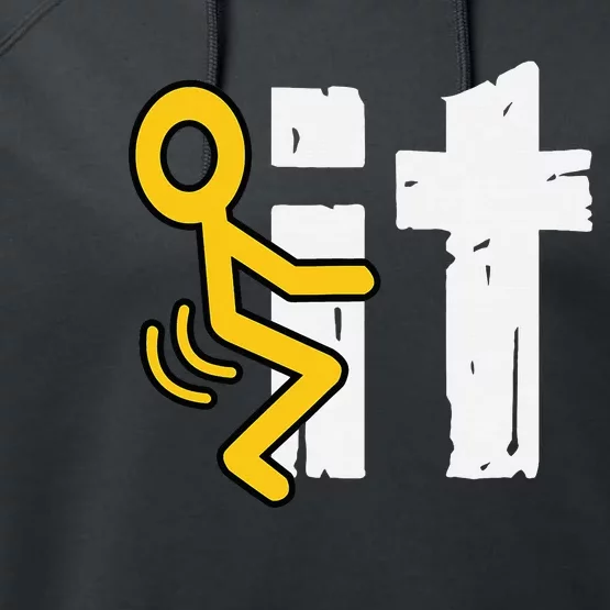 Fuck It Funny Stick Man Hump Screw Sex Humor Performance Fleece Hoodie